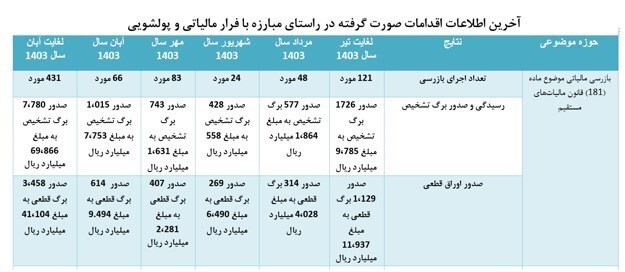  کشف ۴هزار و ۱۱۰میلیارد تومان فرار مالیاتی در ۵ ماه 